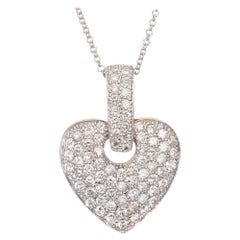 Collier pendentif en or blanc et jaune avec diamants pavés de 1,28 carat