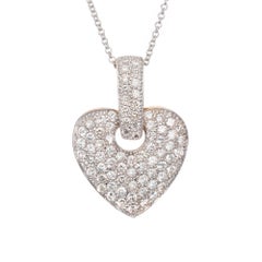 1.28 Carat Pave Diamond Yellow White Gold Pendant Necklace