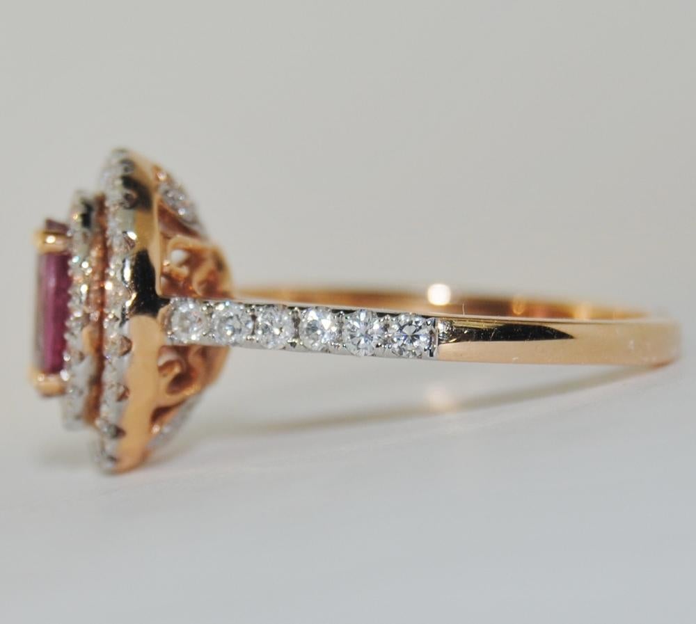 Contemporary 1.28 Carat Pink Spinel and Diamond Cocktail Ring, 18 Karat Gold For Sale