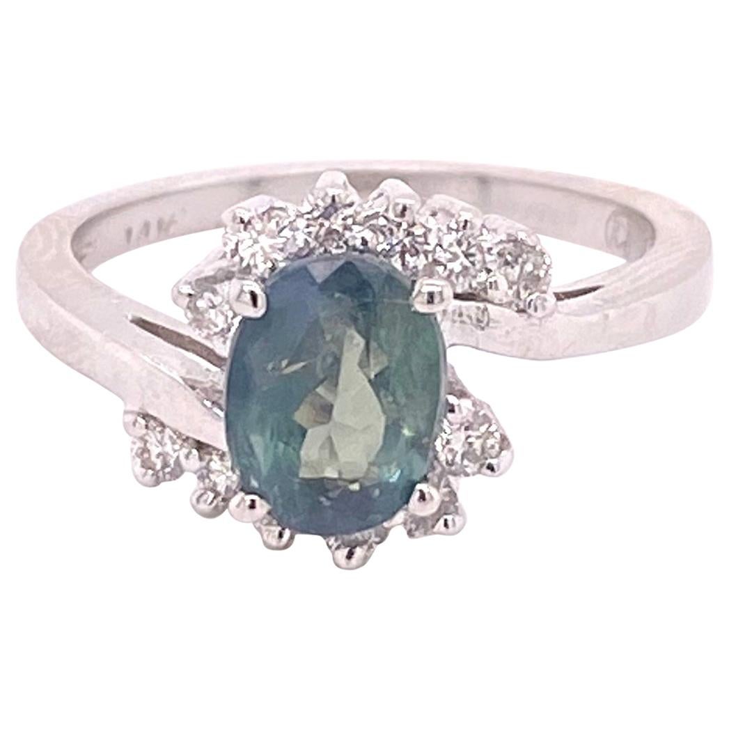 1.28 Carat Rare Alexandrite and Diamond Cocktail Ring in White Gold
