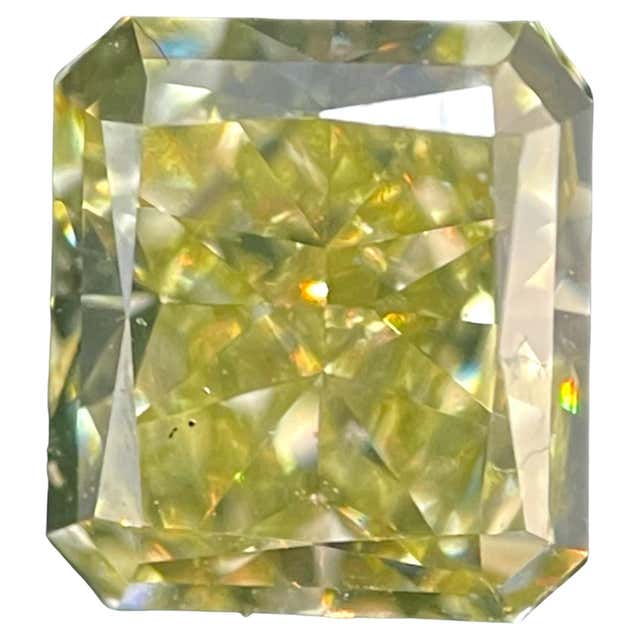 1.28 Carat Rectangular Brilliant GIA Certified Fancy Yellow VS2 Clarity ...