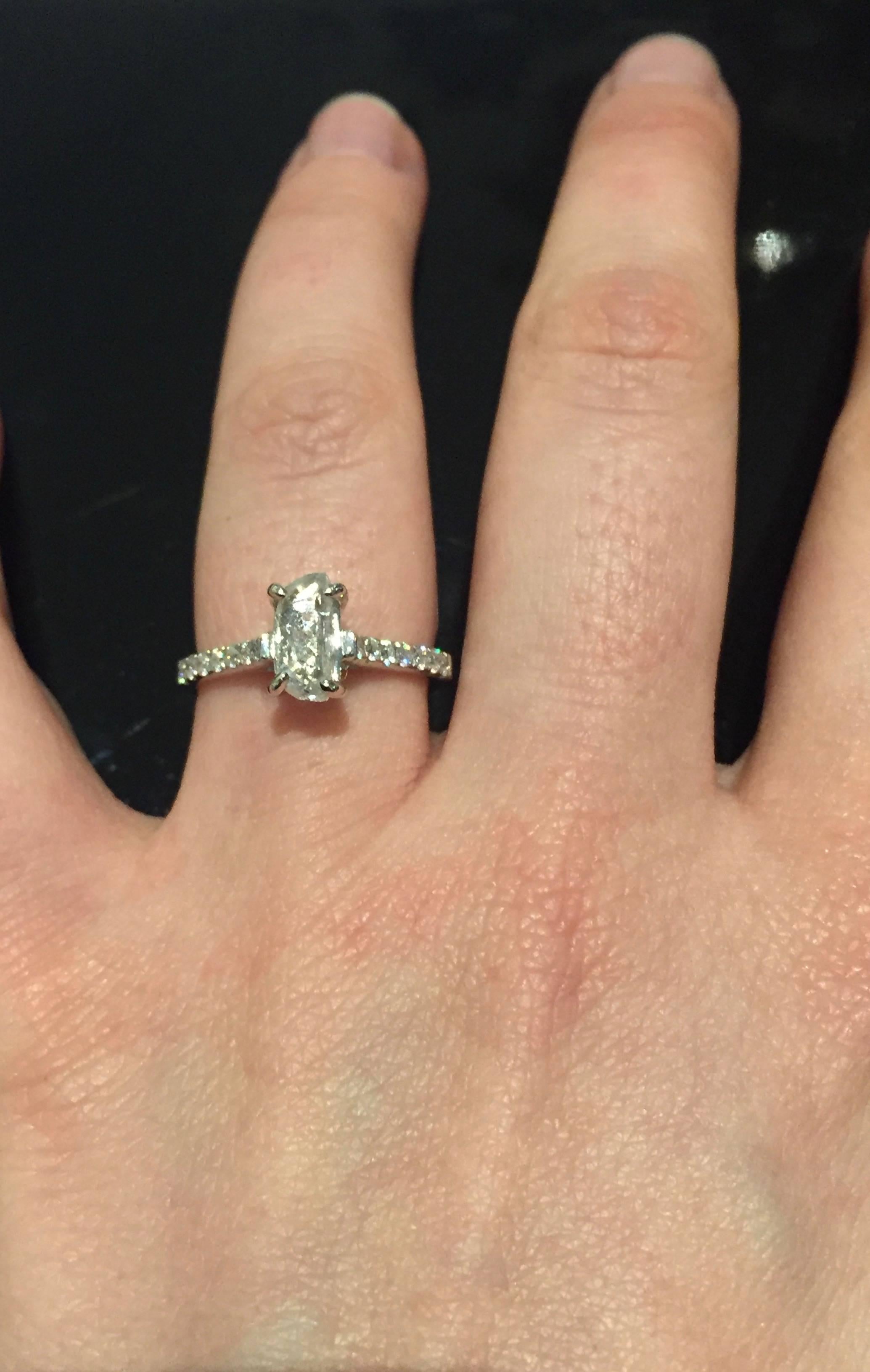 1.28 Carat Rough White Diamond and Brilliants White Gold Engagement Ring In New Condition In Copenhagen, DK