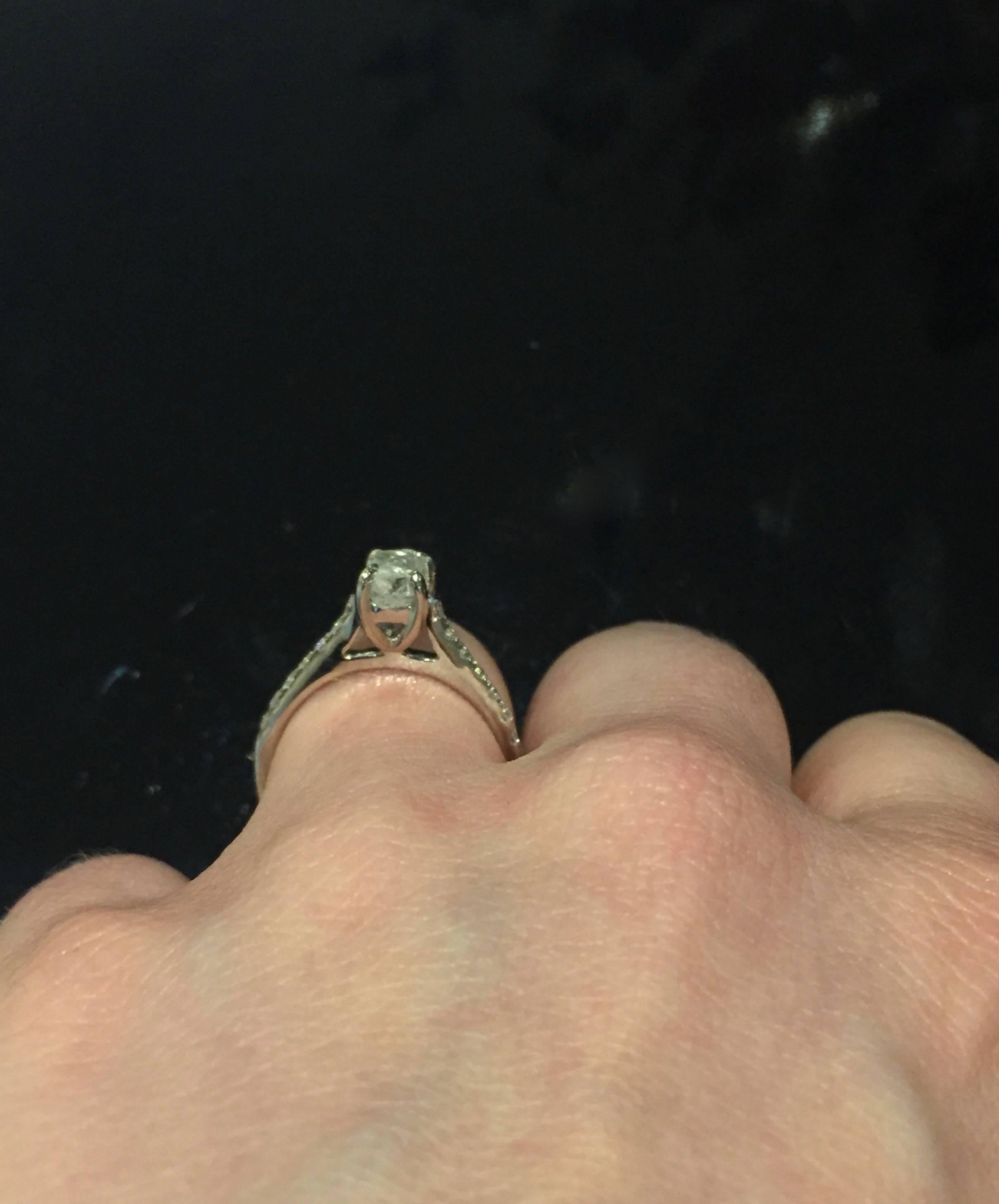 Women's 1.28 Carat Rough White Diamond and Brilliants White Gold Engagement Ring