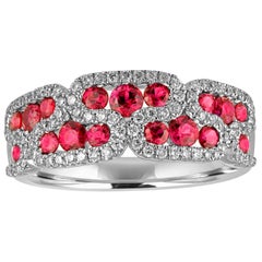 1.28 Carat Ruby and Diamond Gold Band Ring