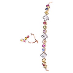 1.28 Carat Sapphire Diamond Bracelet 14 Karat Tri Color Gold