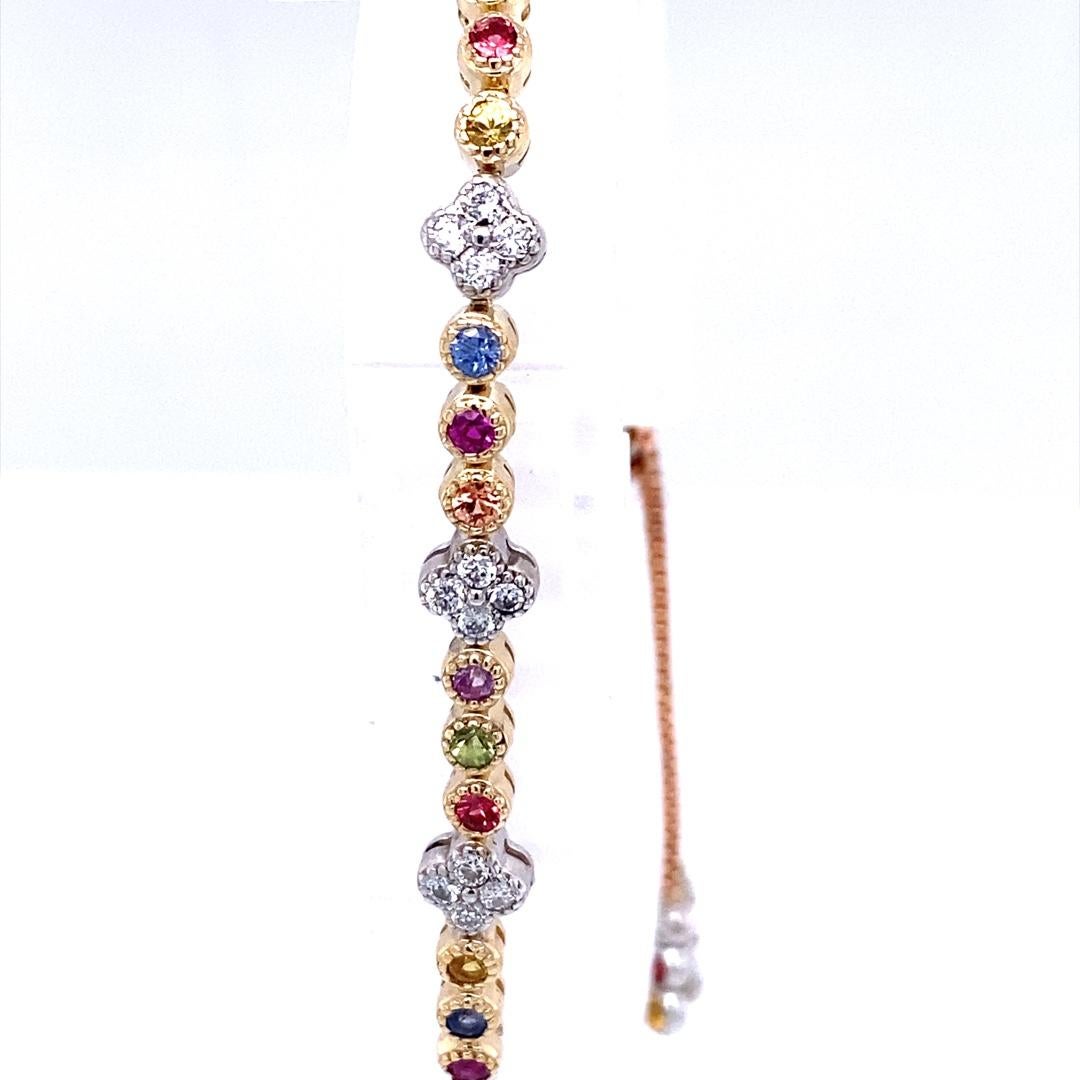 1,28 Karat Saphir-Diamant-Armband 14 Karat Dreifarbiges Gold (Moderne) im Angebot
