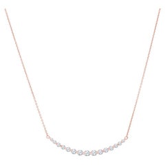 1.28 Carat Total Weight Natural Diamond Graduated Bar Necklace, 18k Rose Gold