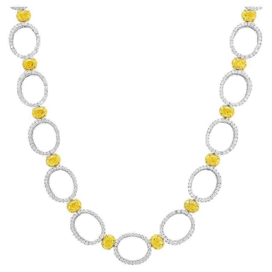 Collier de 12,8 carats de diamants jaunes et incolores