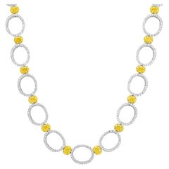 Collier de 12,8 carats de diamants jaunes et incolores