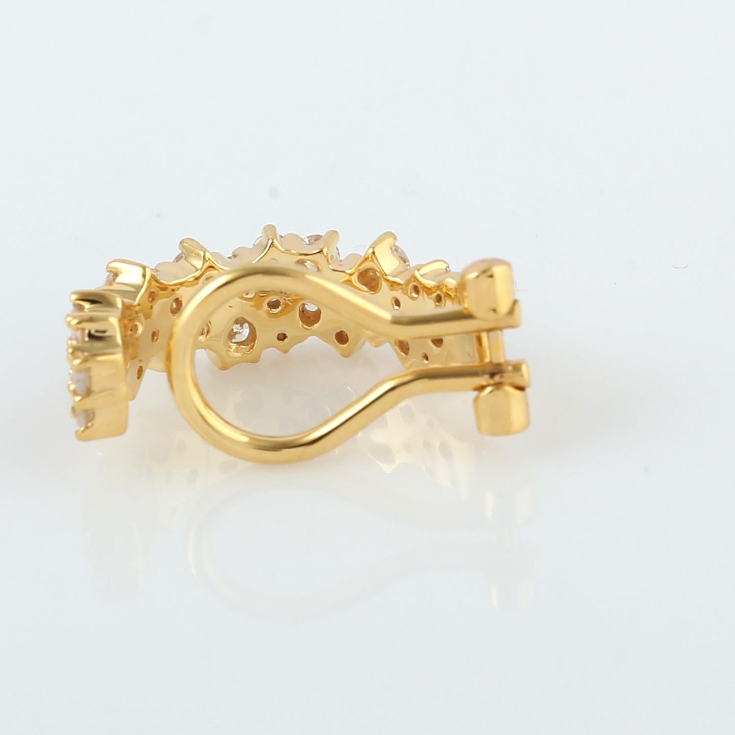Modern 1.28 Carats Diamond 14 Karat Gold Cluster Earrings For Sale