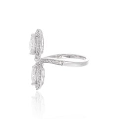 1.28 Carats Marquise Cut Diamond Open Ring 18 Karat White Gold Jewelry