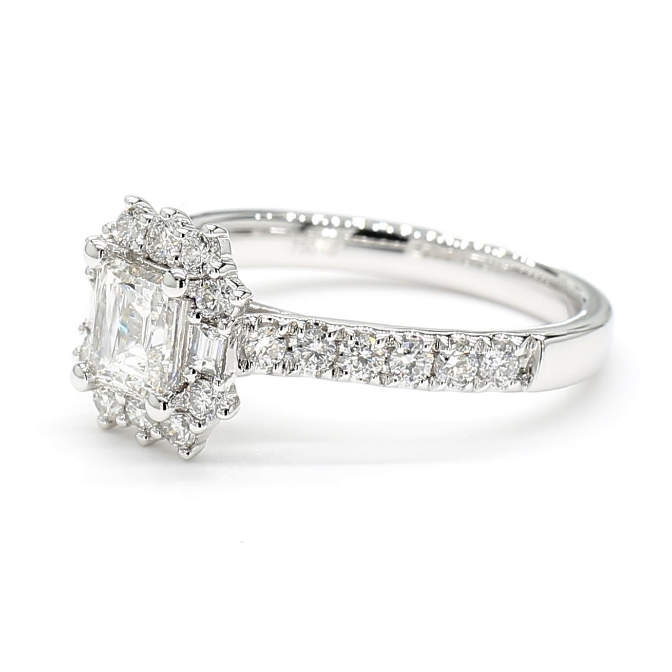 1.28 Carats Total Asscher Cut Ring GIA Vintage Design 18k White Gold Natural In New Condition In New York, NY