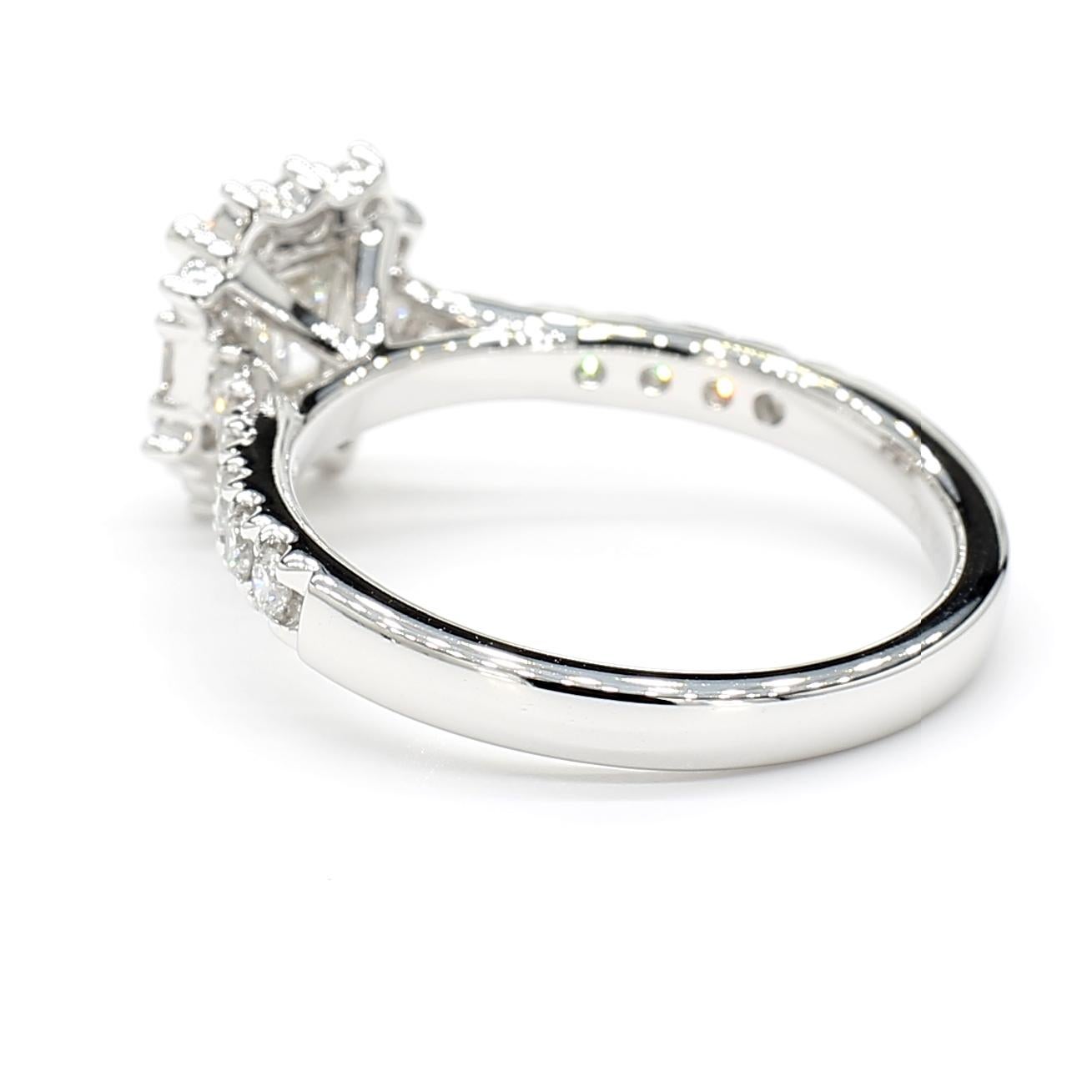 1.28 Carats Total Asscher Cut Ring GIA Vintage Design 18k White Gold Natural 1