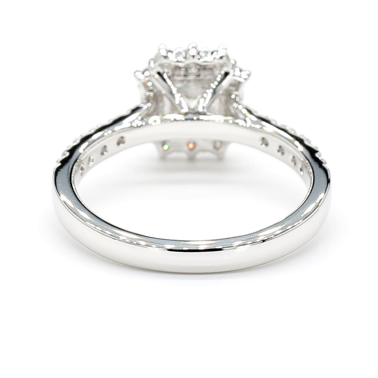 1.28 Carats Total Asscher Cut Ring GIA Vintage Design 18k White Gold Natural 2