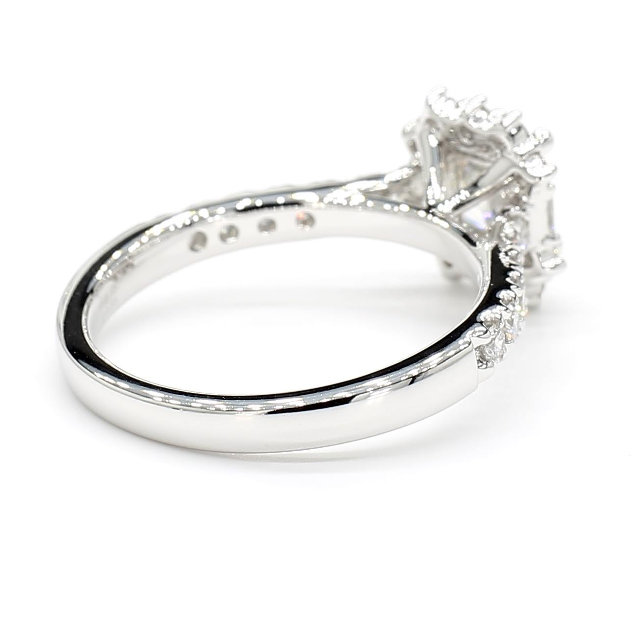1.28 Carats Total Asscher Cut Ring GIA Vintage Design 18k White Gold Natural 3