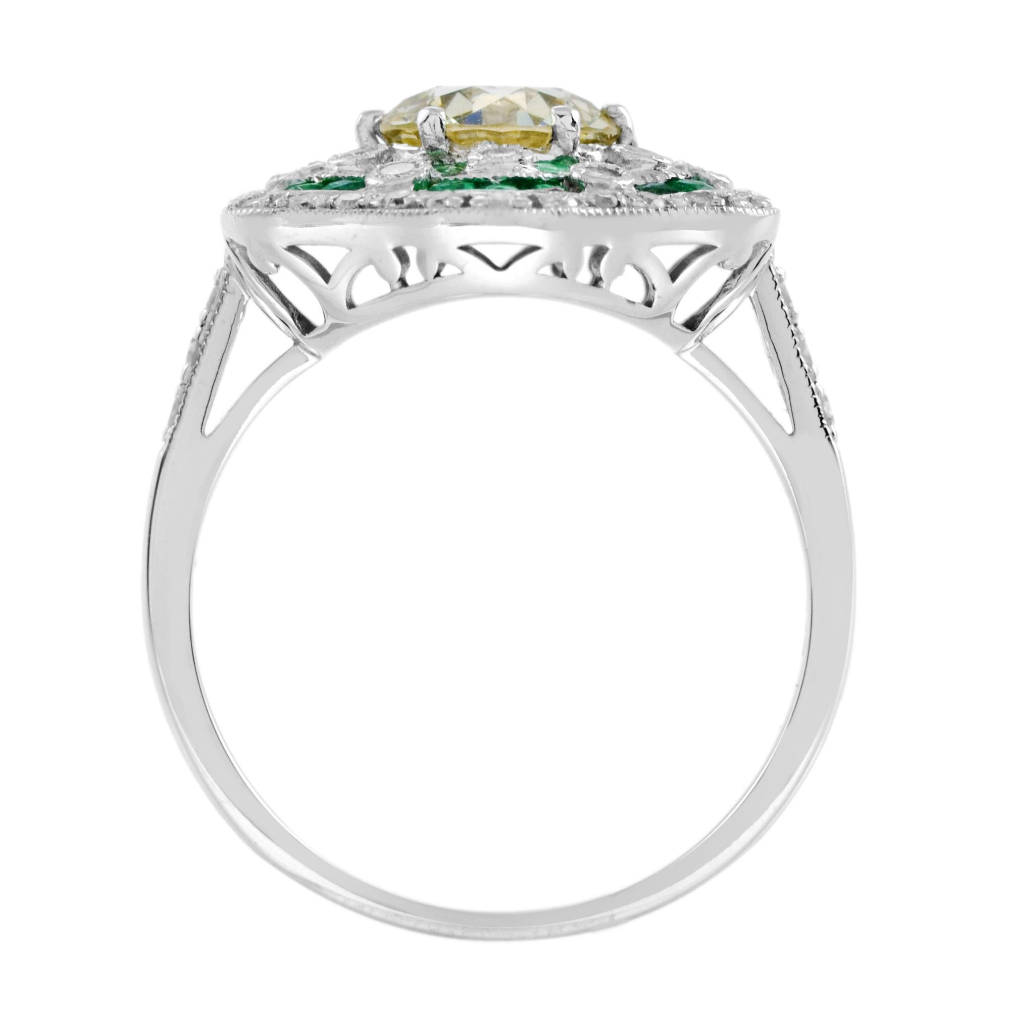 1,28 ct. Zertifizierter Diamant Smaragd Art Deco Stil Verlobungsring 18K Weißgold im Zustand „Neu“ im Angebot in Oakton, VA