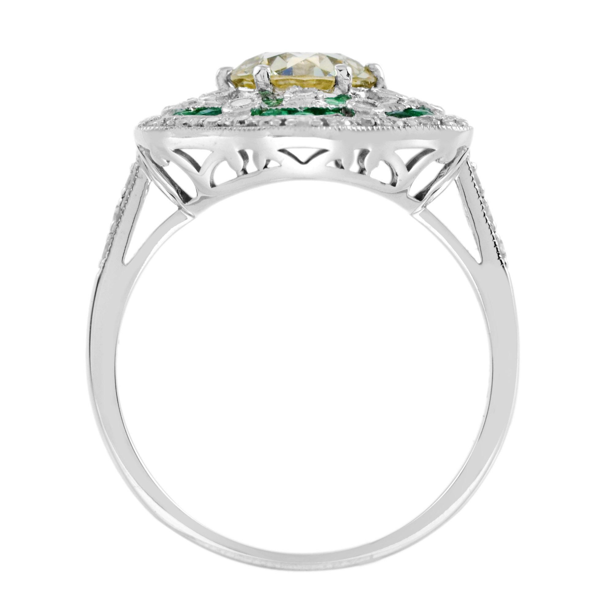 1.28 Ct. Certified Diamond Emerald Art Deco Style Engagement Ring in 18K Gold In New Condition For Sale In Bangkok, TH