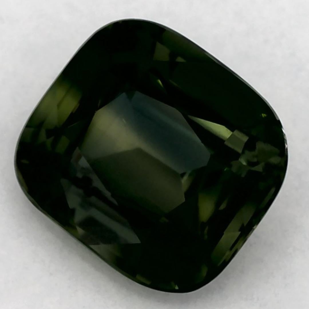 1.28 Ct Green Sapphire Cushion Loose Gemstone Corte cojín en venta