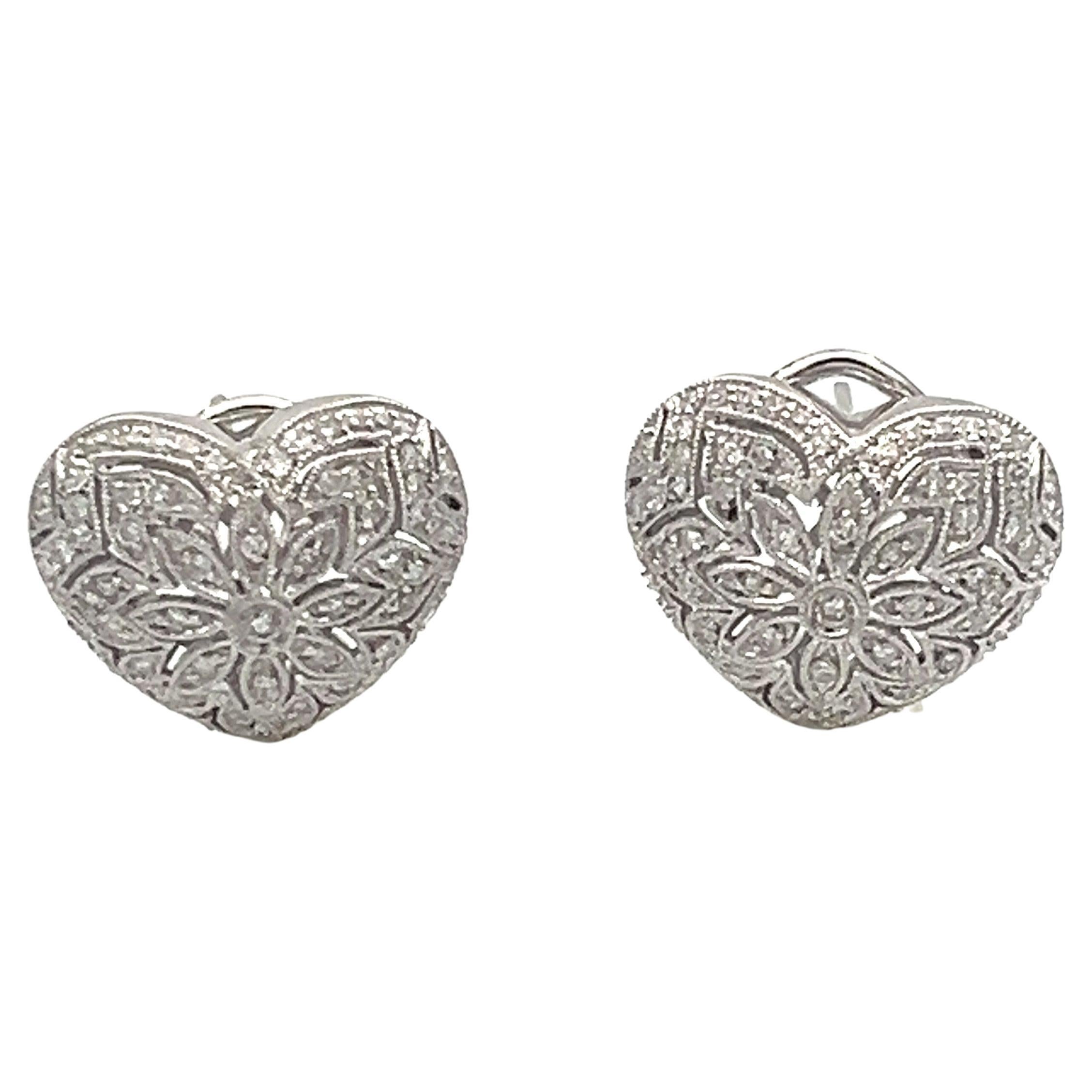 1.28 ct Heart Shaped Clip-On Diamond Earrings  For Sale