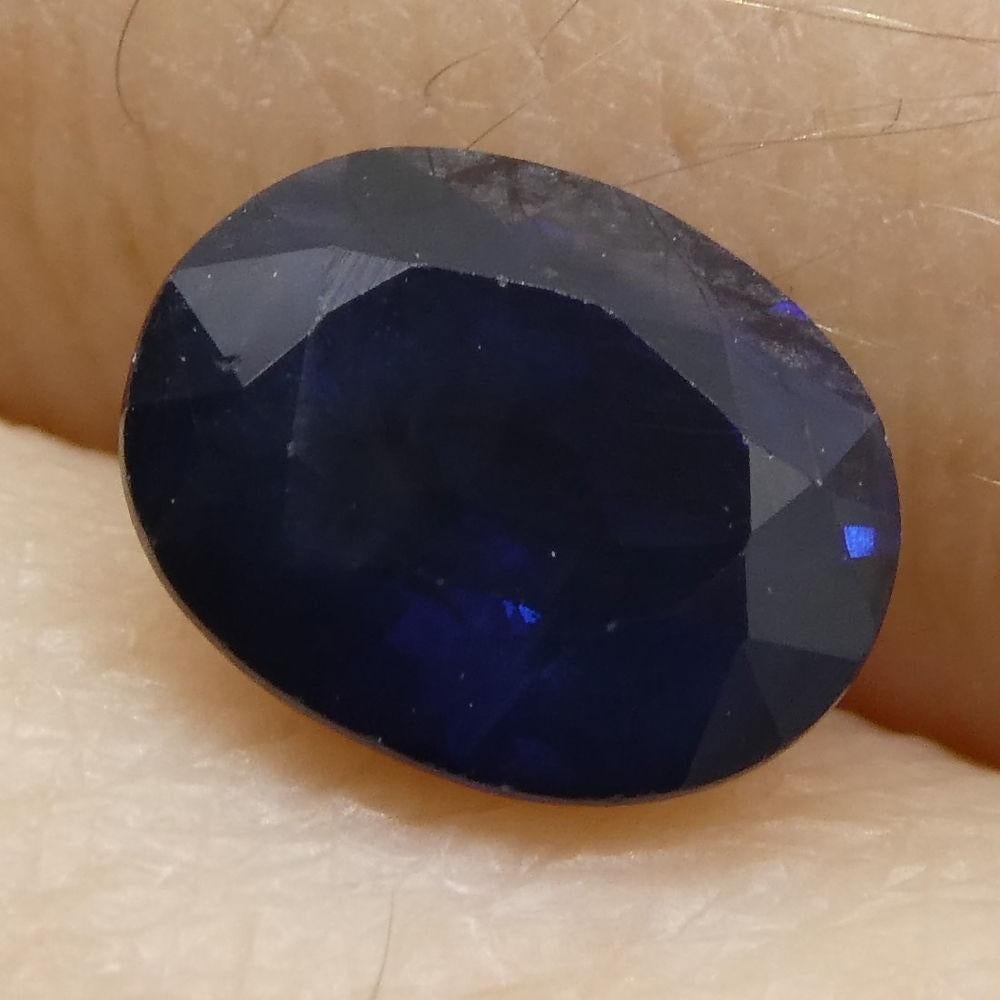 Description:

Gem Type: Sapphire
Number of Stones: 1
Weight: 1.28 cts
Measurements: 6.92x5.52x3.91 mm
Shape: Oval
Cutting Style Crown: Modified Brilliant
Cutting Style Pavilion: Step Cut
Transparency: Transparent
Clarity: Slightly Included: Some
