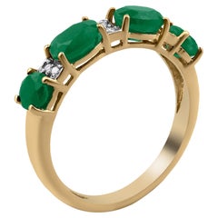 Gemistry 1.28 Ct. T.W. Emerald Band Ring with Diamonds in 14k Yellow Gold