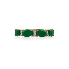 Gemistry 1.28 Ct. T.W. Emerald Band Ring with Diamonds in 14k Yellow Gold