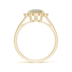 Anillo de ópalo pera de 1,28 CTW con tres diamantes como adorno, en oro macizo de 14K