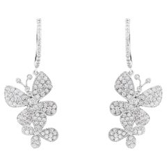 Orecchini a farfalla con diamante bianco da 1,28 CTW in oro bianco 14 carati