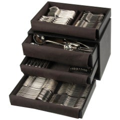 128-Piece Set Silver-Plated Tableware - Christofle - Model Marly - Complete