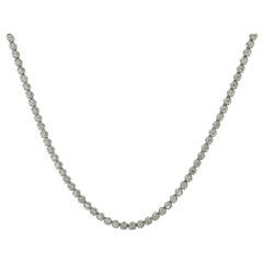 128 Round Brilliant Cut Diamond Tennis Line Necklace in White Gold, 7 Carat