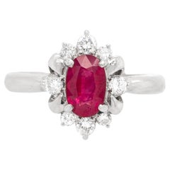 1.28 Very Fine Ruby and Diamond Platinum Ring