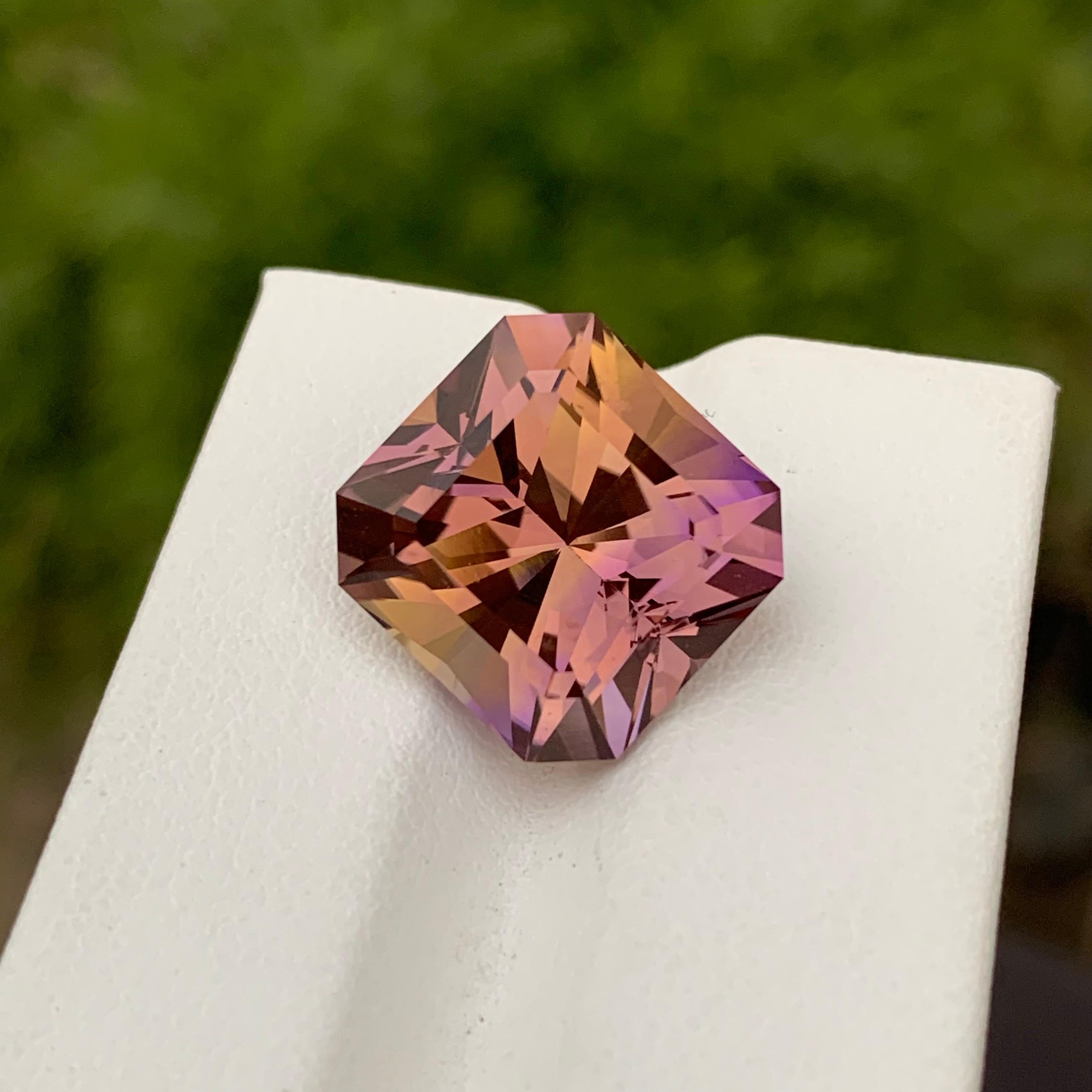 Loose Ametrine
Weight: 12.80 Carats
Dimension: 14.4 x 13.9 x 10.4 Mm
Origin: Bolivia 
Shape : Octagon 
Treatment: Non
Certificate: On Demand


Ametrine, a captivating and unique gemstone, seamlessly blends the enchanting colors of amethyst and