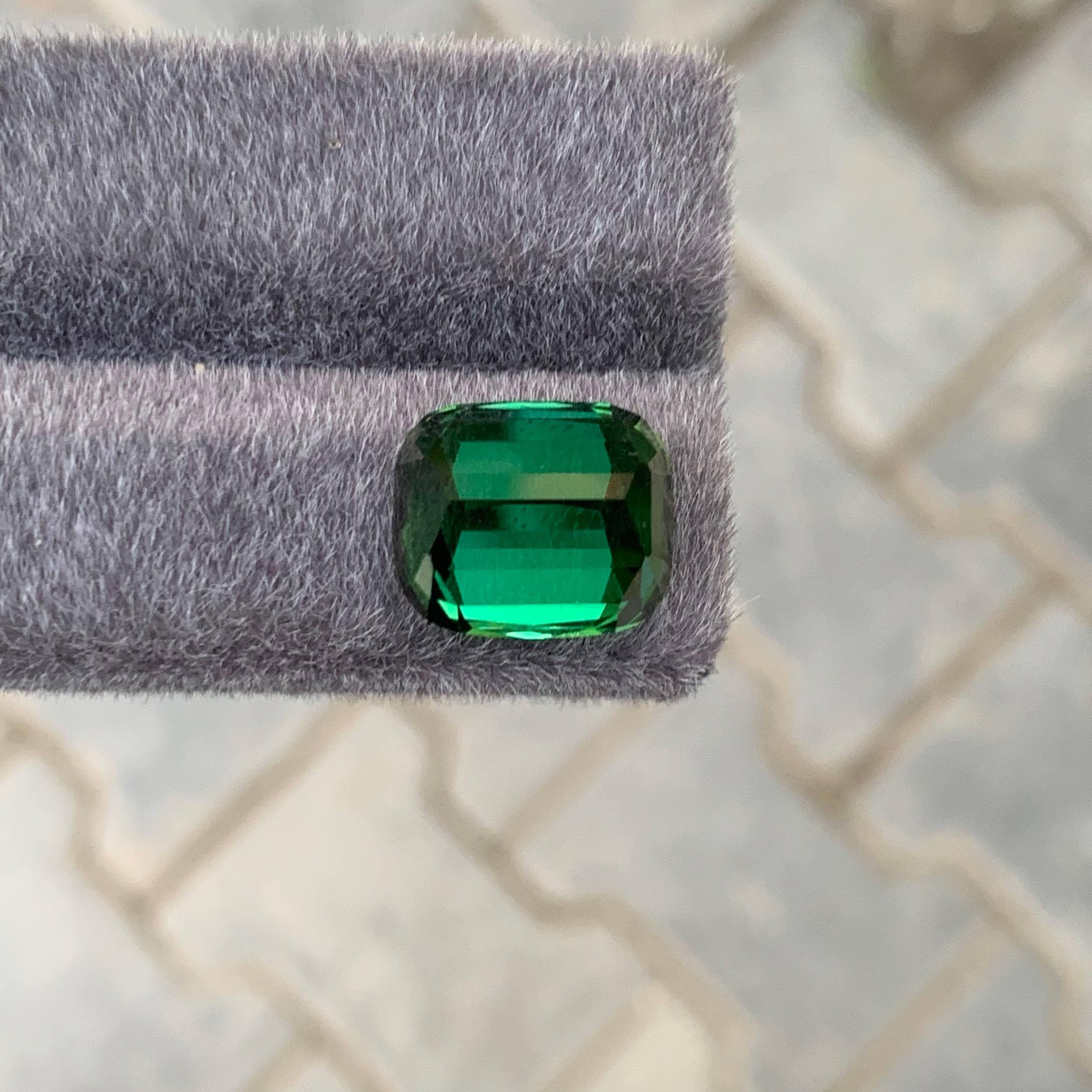 Modern 12.80 Carat Natural Loose Quality Green Tourmaline Cushion Cut Afghan Gemstone For Sale