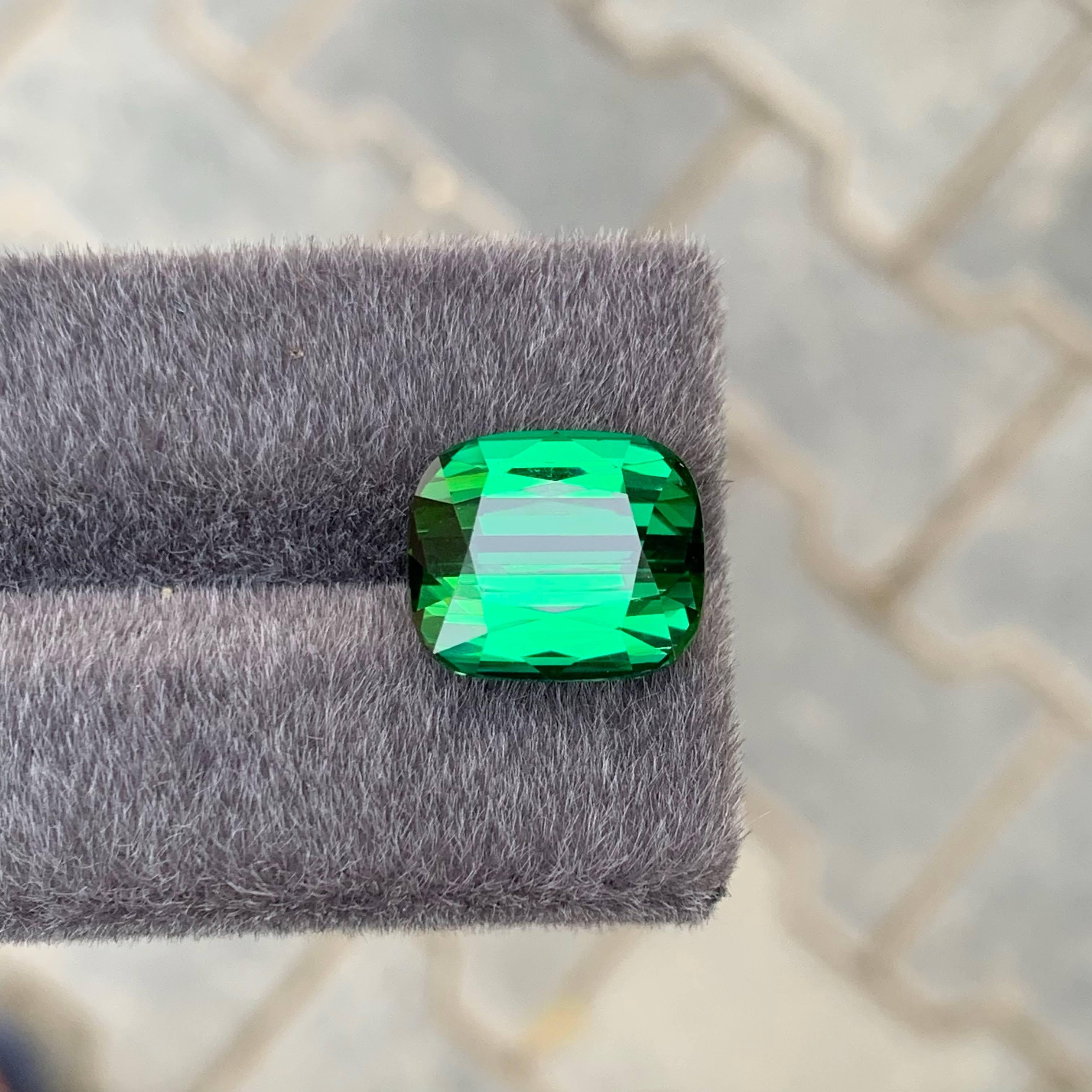 12.80 Carat Natural Loose Quality Green Tourmaline Cushion Cut Afghan Gemstone In New Condition For Sale In Bangkok, TH