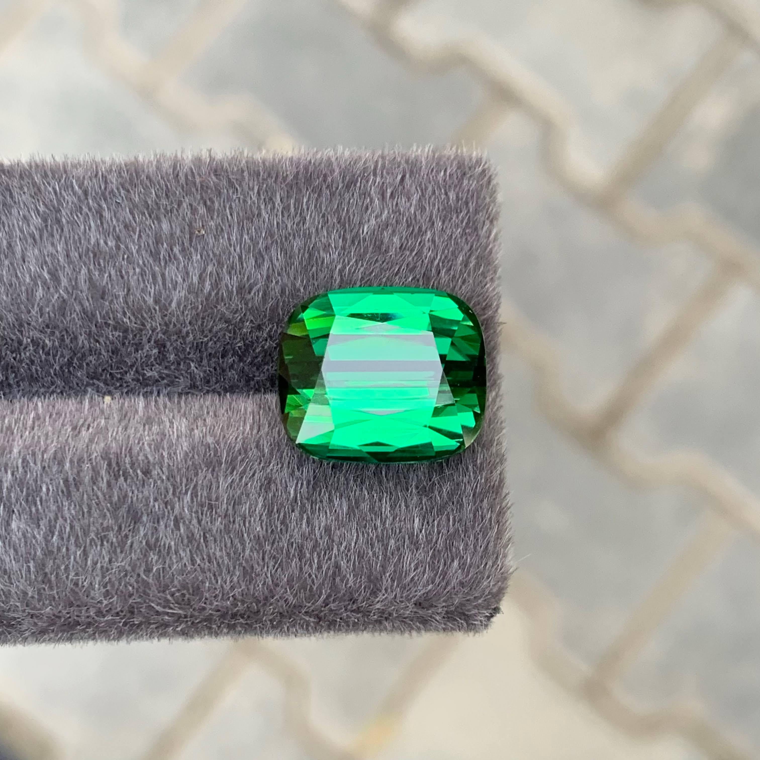 12.80 Carat Natural Loose Quality Green Tourmaline Cushion Cut Afghan Gemstone For Sale 1