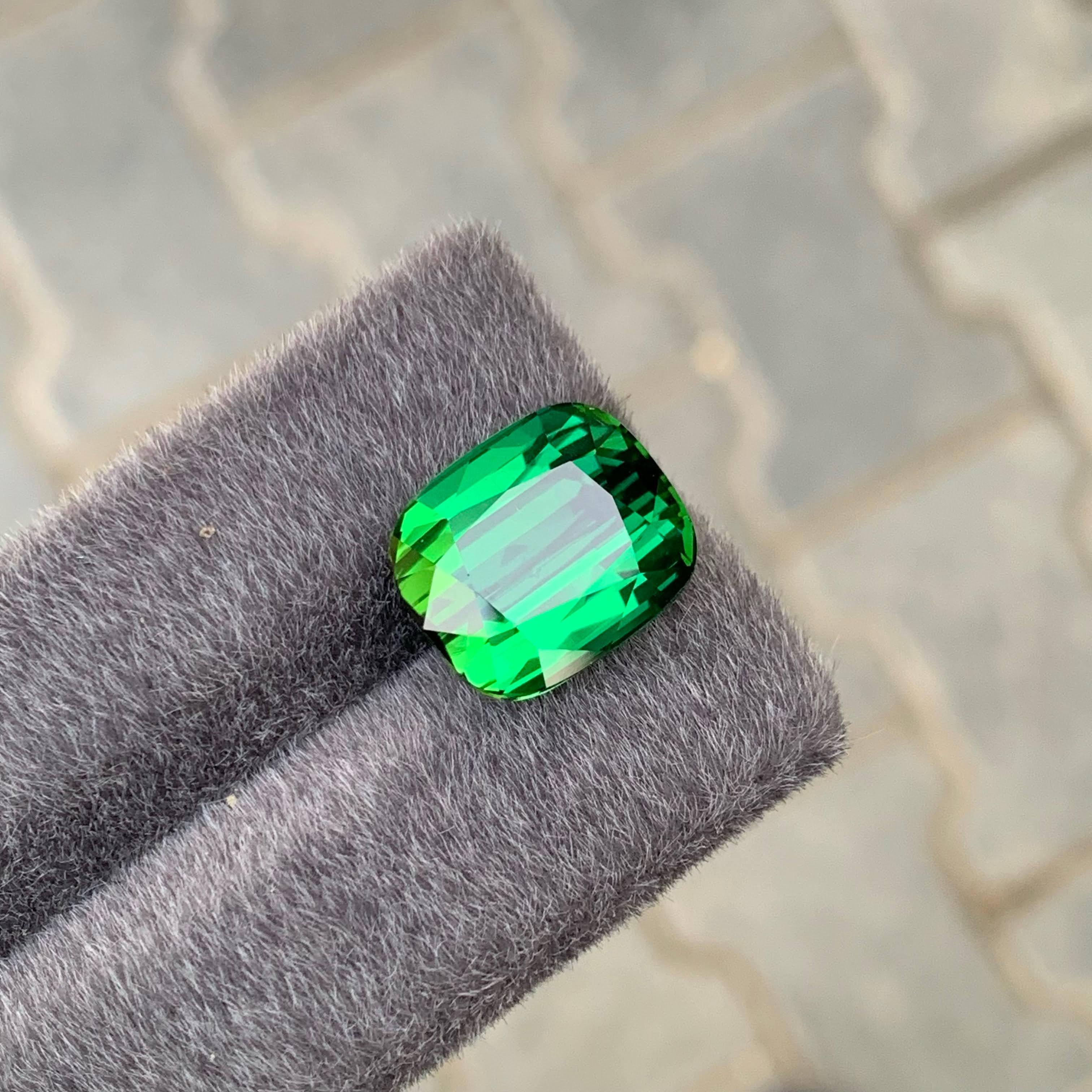 12.80 Carat Natural Loose Quality Green Tourmaline Cushion Cut Afghan Gemstone For Sale 2