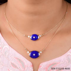 12.81ct Lapis Lazuli SI/H 0.72ct Diamond Multi Strand Necklace 18k Yellow Gold