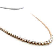 12.82 Carat F VS Diamond Riviera Necklace 14K Gold Graduated Tennis Style