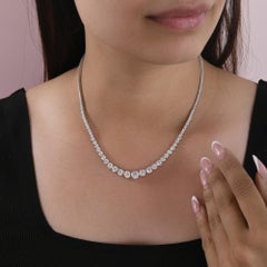12.83 Carat Graduated SI/H Diamond Chain Necklace 14 Karat White Gold
