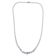 12.83 Carat Graduated SI/H Natural Diamond Chain Necklace 14 Karat White Gold