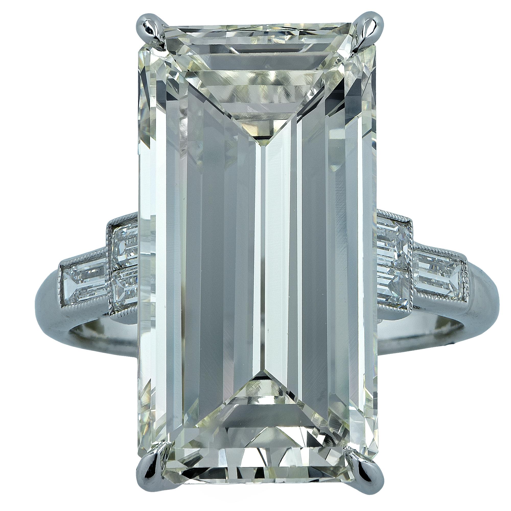 Modern 12.84 Carat Emerald Cut Diamond Platinum Engagement Ring