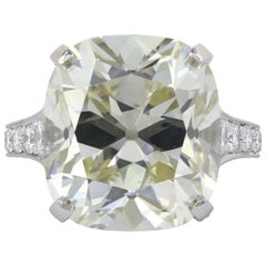 12.85 Carat Cushion Cut Diamond Ring