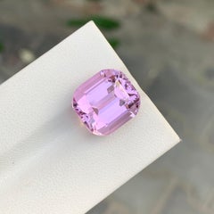 12.85 Carat Faceted Pink Kunzite Cushion Shape Gemstone