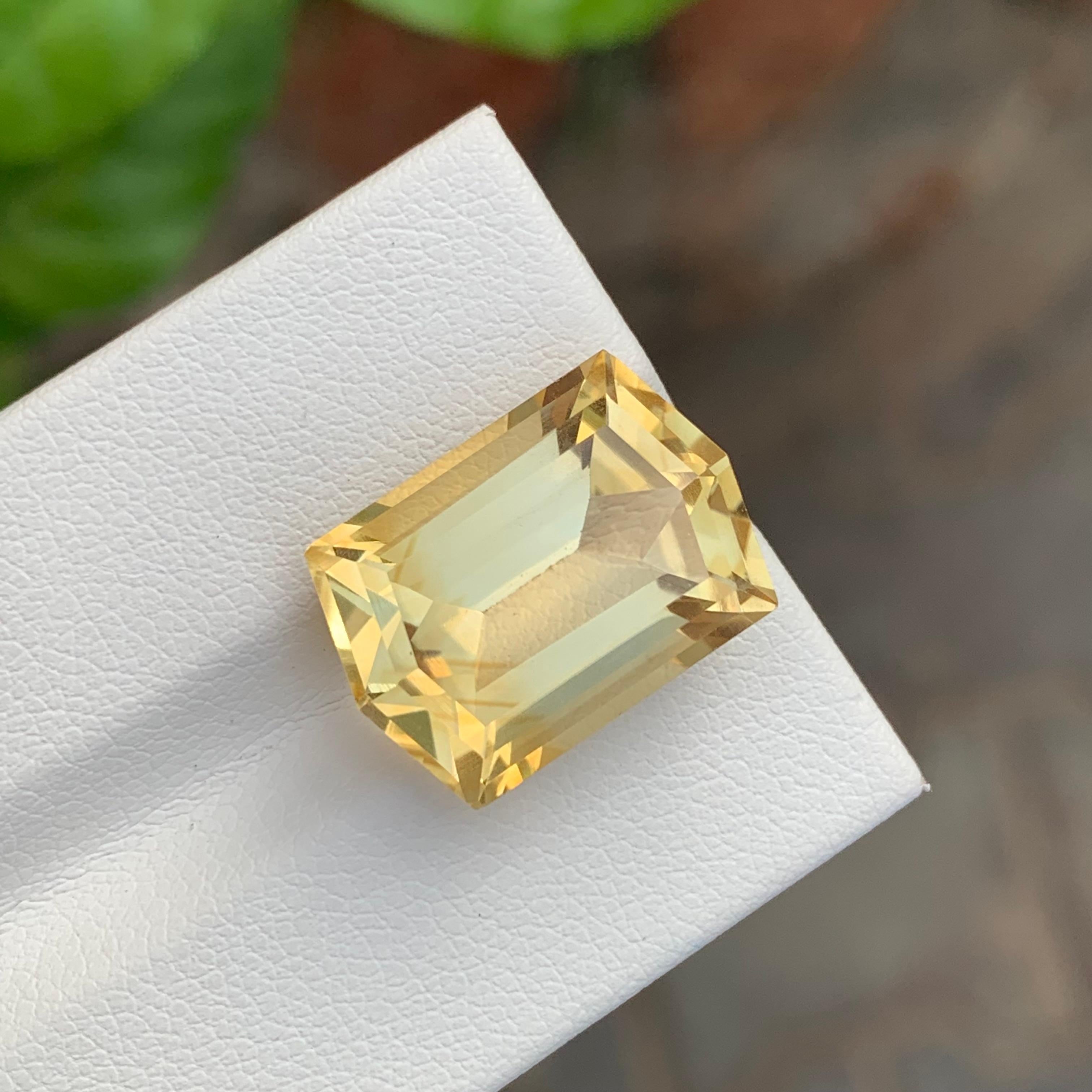 12.85 Carat Huge Natural Loose Yellow Citrine Hexagon Cut Gemstone For Necklace For Sale 6