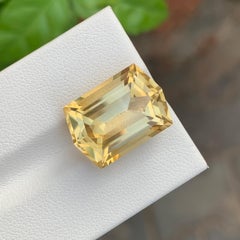 Grande pierre précieuse naturelle jaune non sertie de 12,85 carats, taille hexagonale pour collier