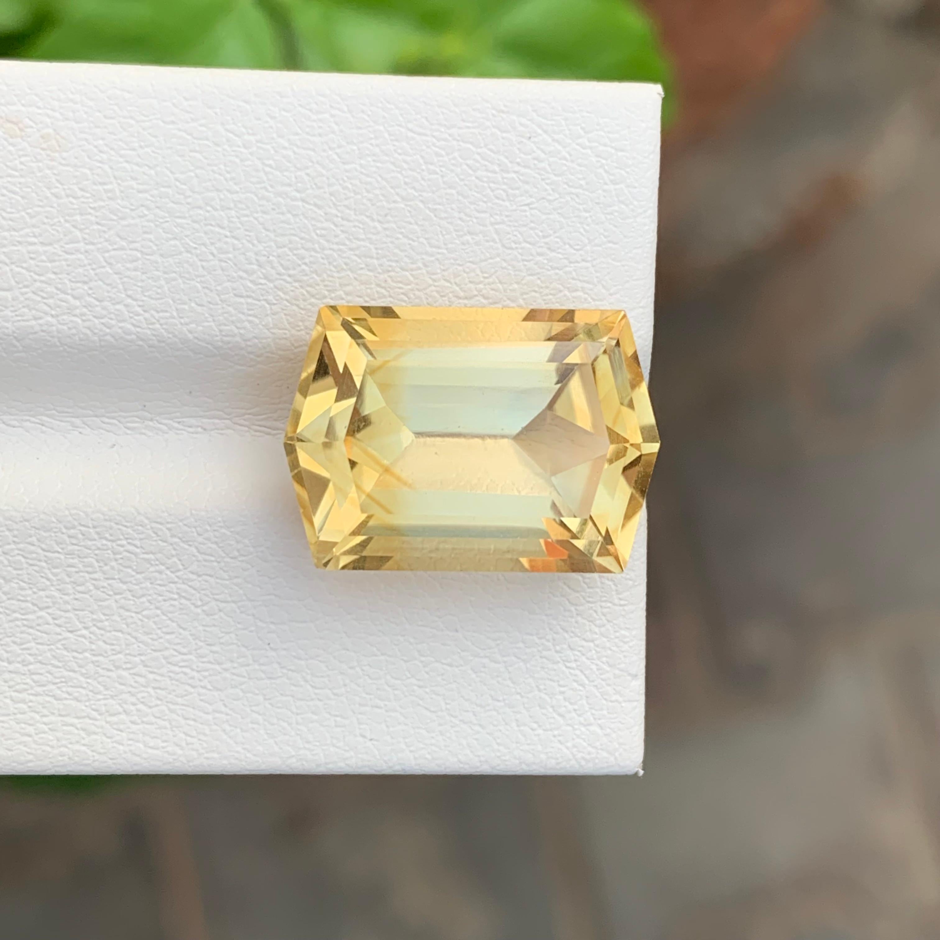 12.85 Carat Huge Natural Loose Yellow Citrine Hexagon Cut Gemstone For Necklace For Sale 1