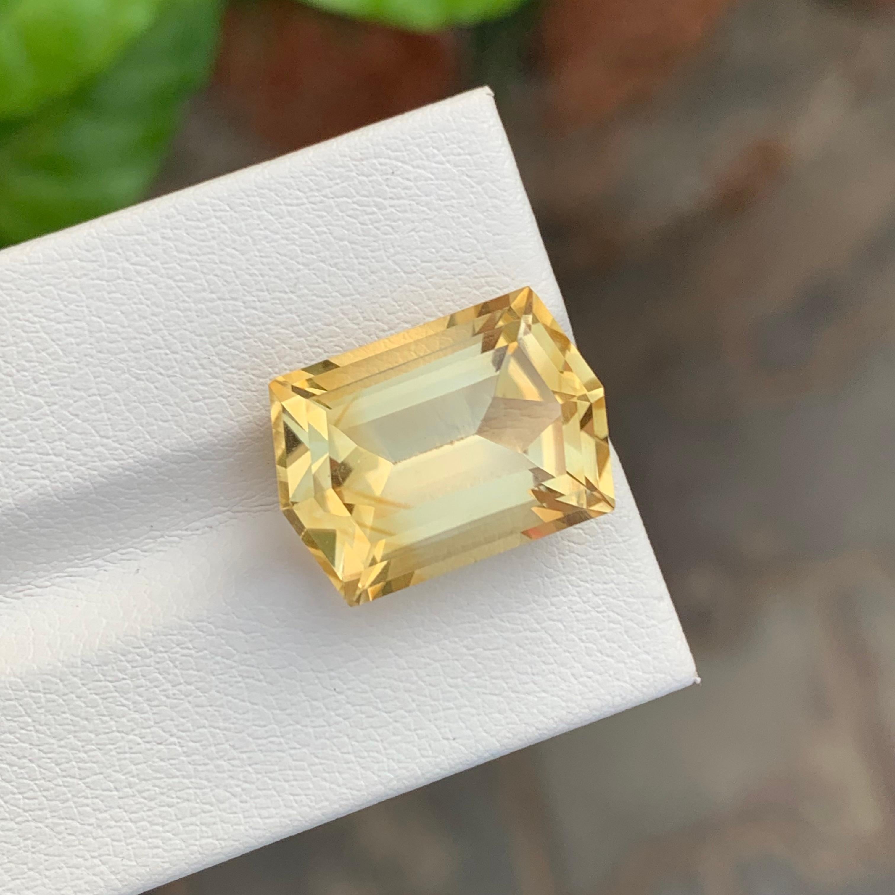 12.85 Carat Huge Natural Loose Yellow Citrine Hexagon Cut Gemstone For Necklace For Sale 3