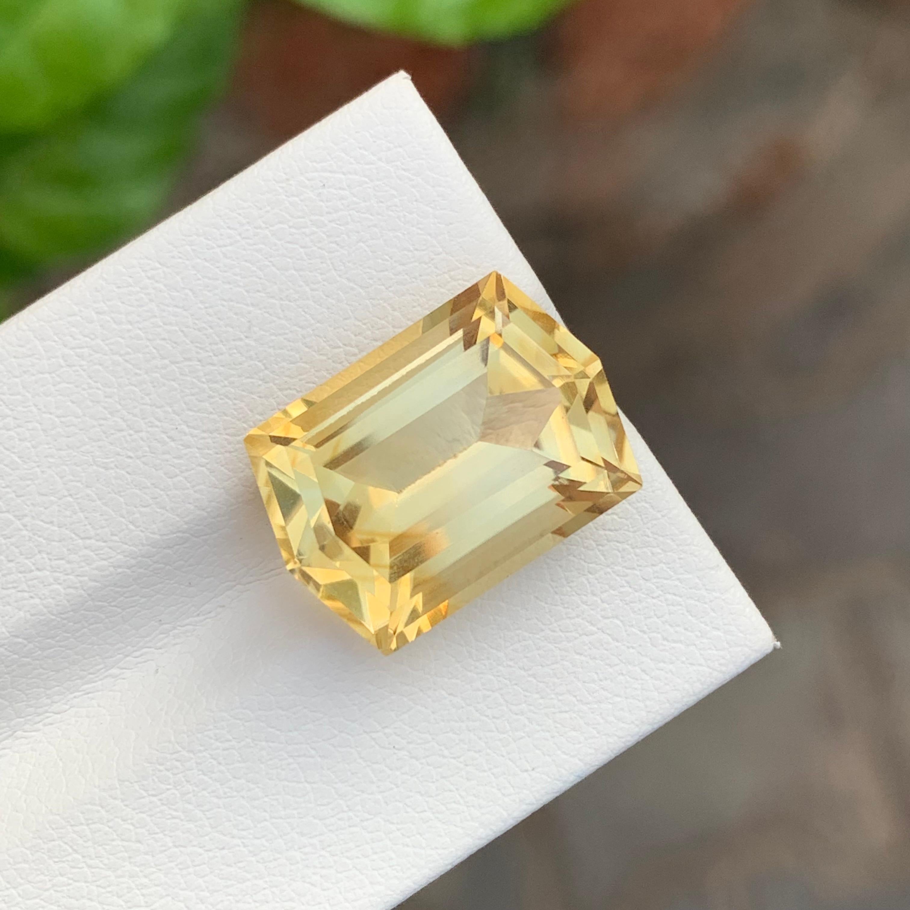 12.85 Carat Huge Natural Loose Yellow Citrine Hexagon Cut Gemstone For Necklace For Sale 4