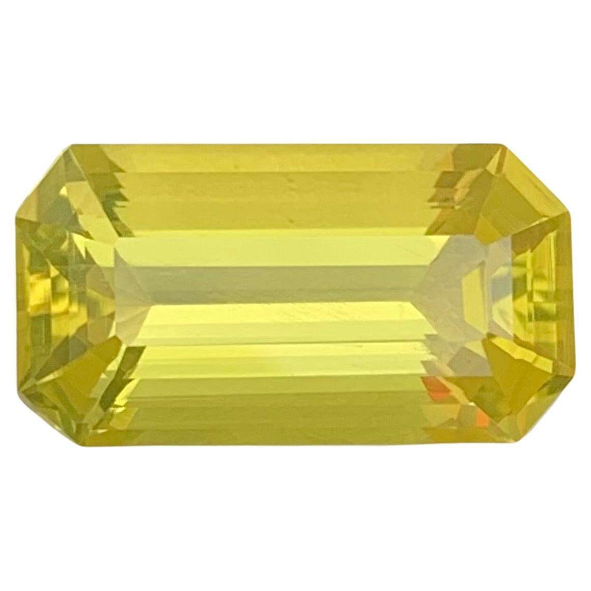 12.85 Carat Natural Loose Lemon Quartz Emerald Shape Gem For Jewellery