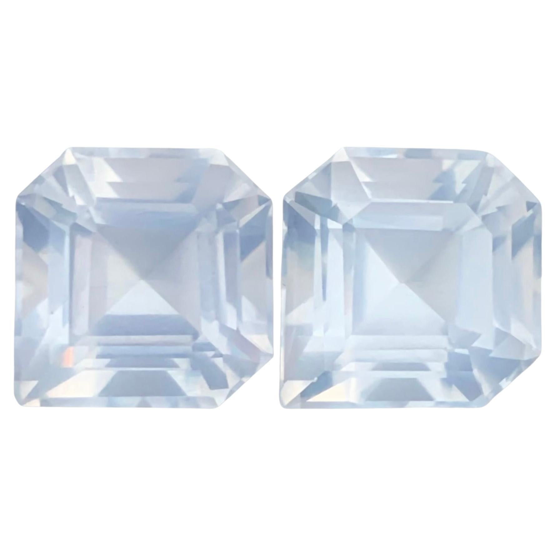 12.85 Carat Natural Loose Moonstone Pair Unique Asscher Cut Gemstone